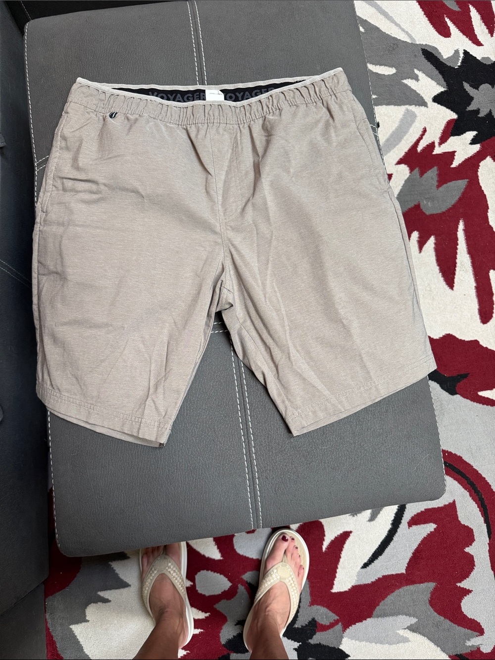 Voyager Men’s Taupe Hybrid Elastic-Waist Shorts